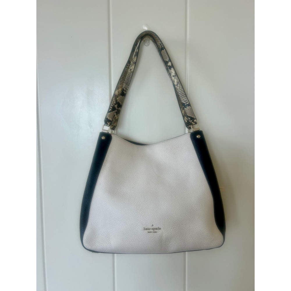 Kate Spade Leila Medium Triple Compartment Snake Embossed Straps Shoulder Bag